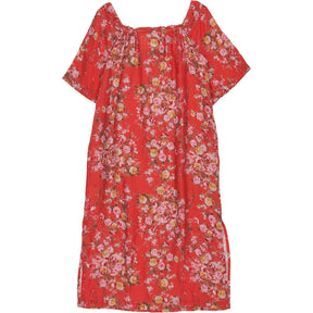 By Walid Red Floral Linen Dress