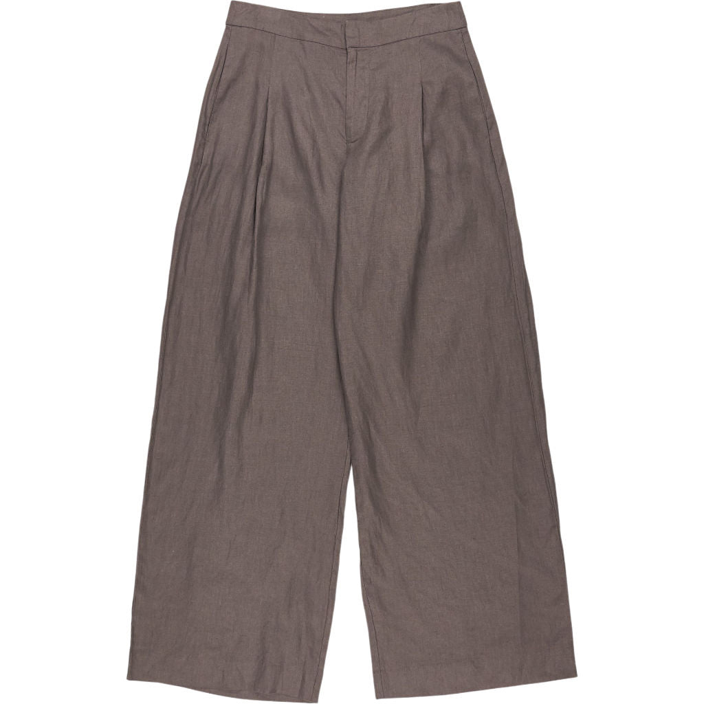 Pull & Bear Brown Linen Wide Leg Trousers