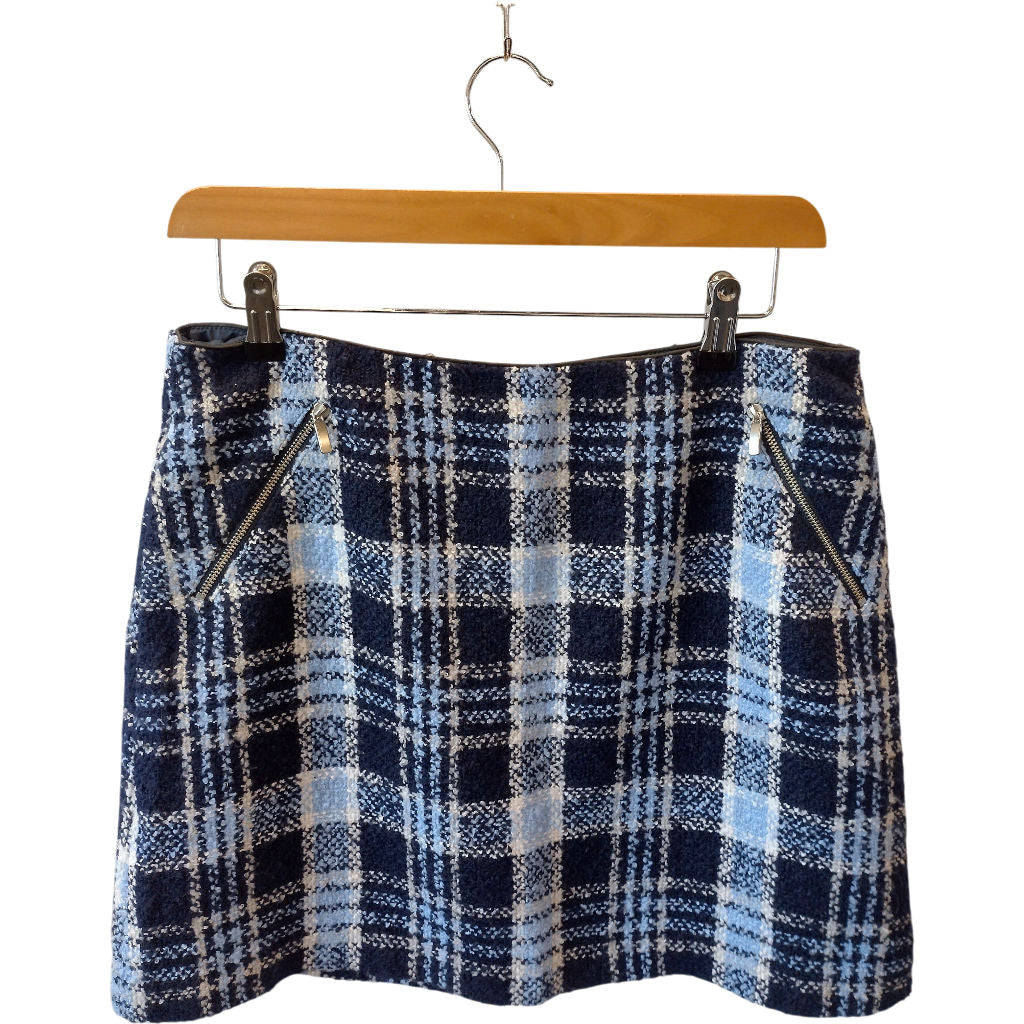 Oasis Blue Tweed Check Skirt