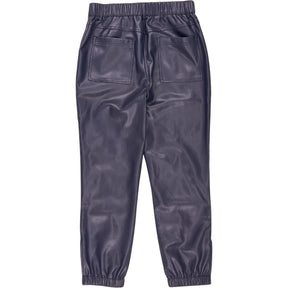 Wyse Blue Faux Leather Lara Joggers