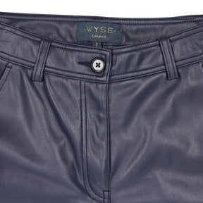 Wyse Blue Faux Leather Trousers