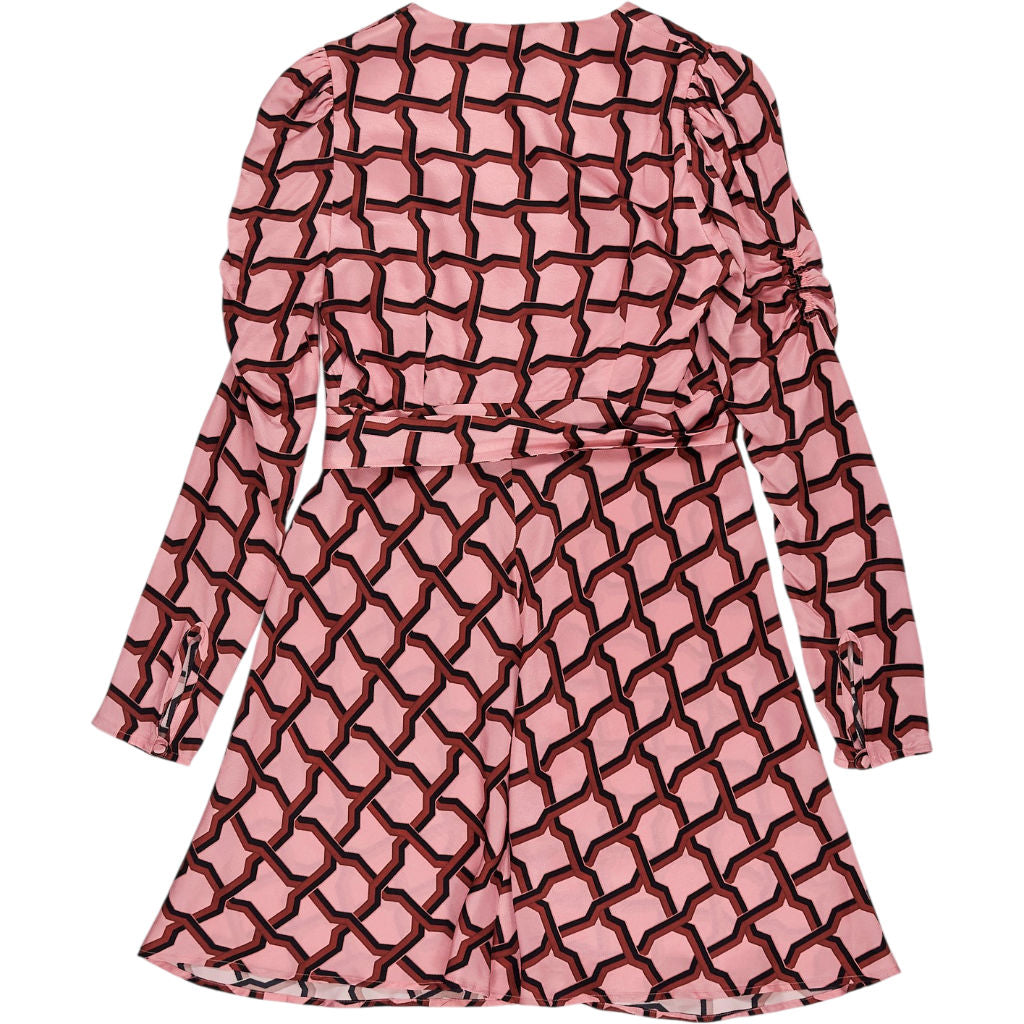 Finery Pink Geometric Wrap Dress