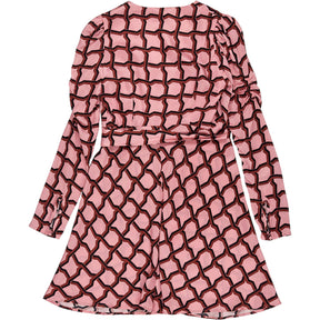 Finery Pink Geometric Wrap Dress