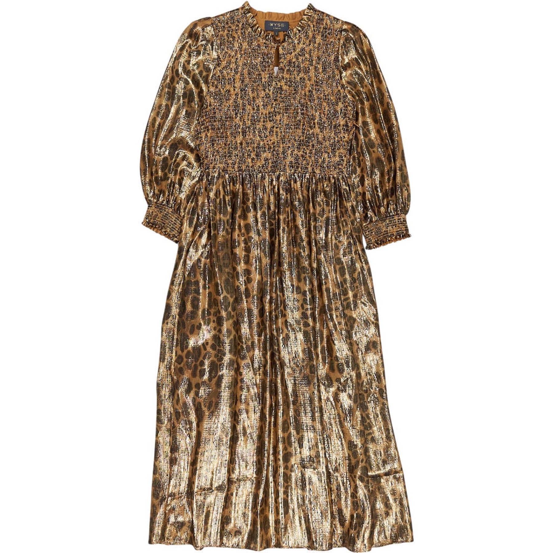 WYSE  Leopard Smocked Dress