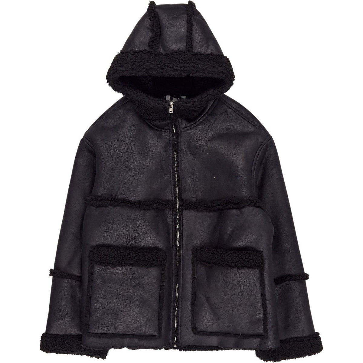 Pull & Bear Black Faux Shearling Jacket