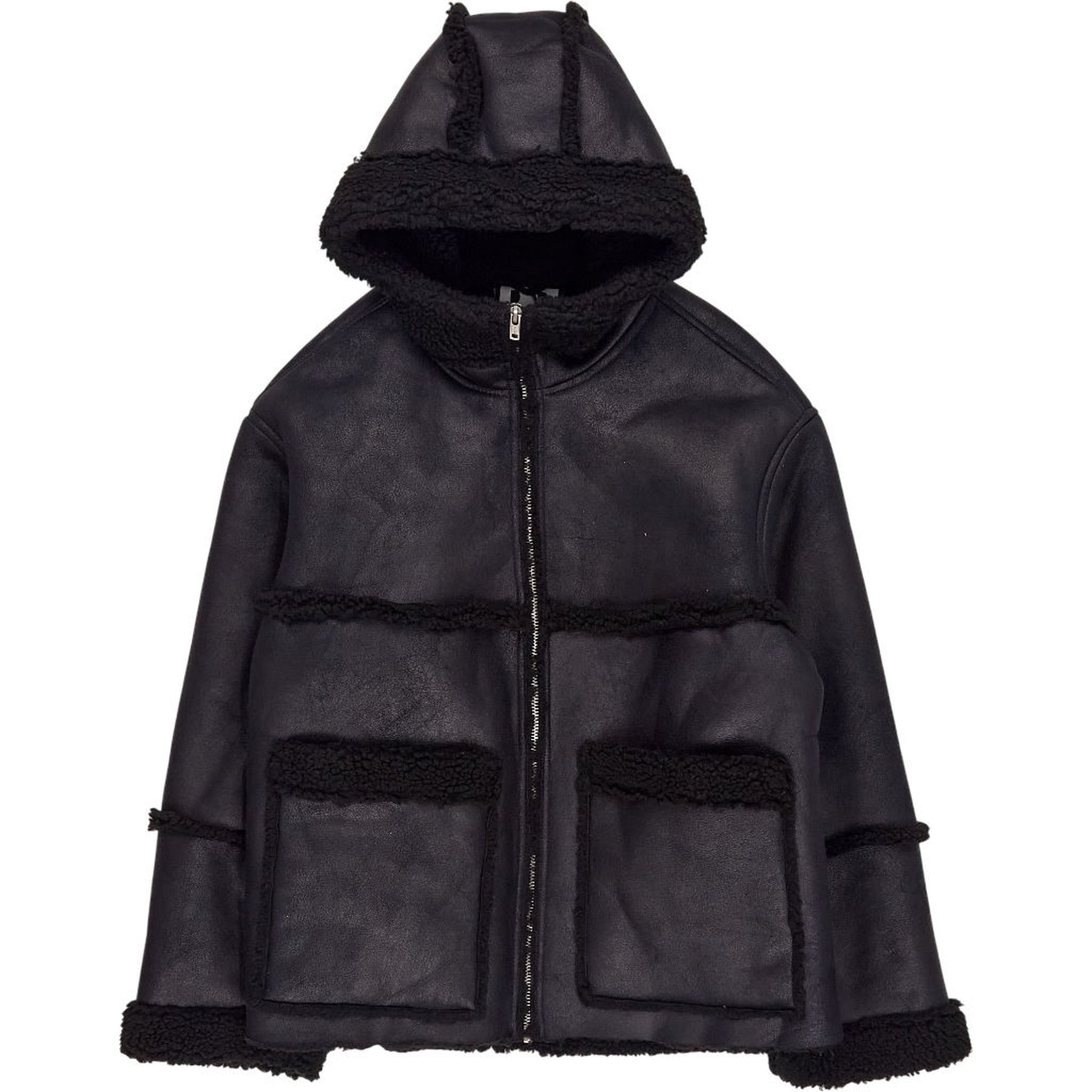 Pull & Bear Black Faux Shearling Jacket