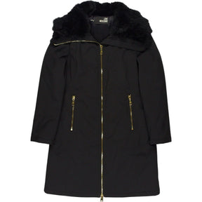 Love Moschino Black Fur Trim Coat
