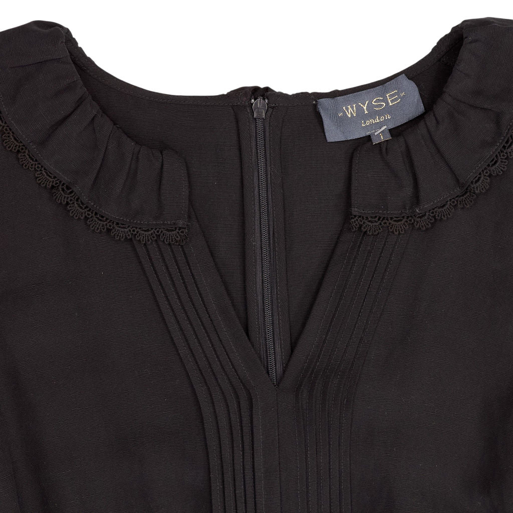 Wyse Black Lace Trim Jumpsuit