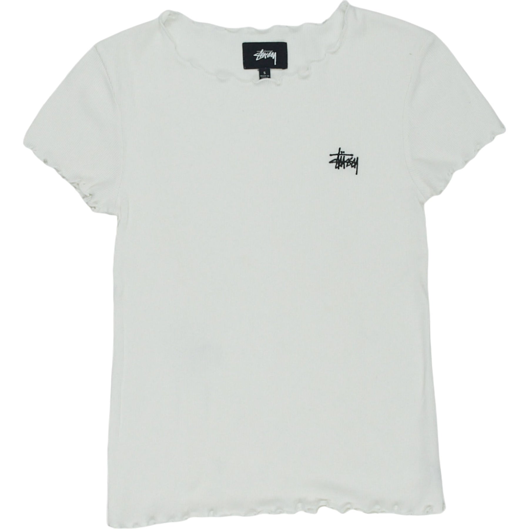 Stussy White Ribbed T-Shirt