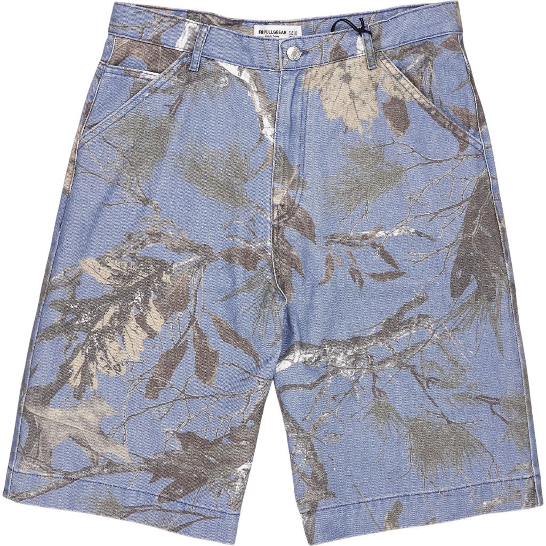 Pull & Bear Blue Camo Denim Shorts