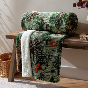 Lodge Wood Sherpa Fleece Throw