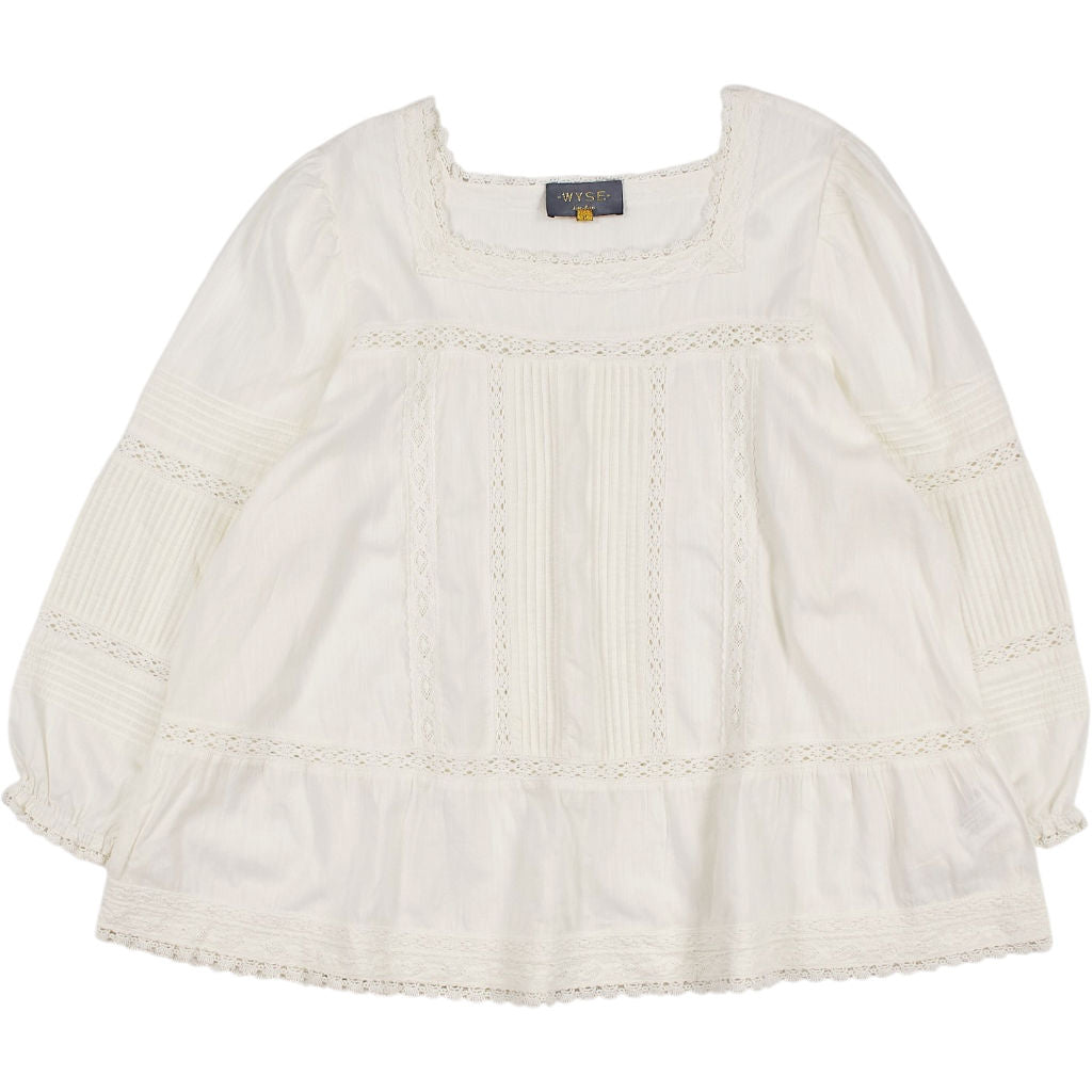 WYSE White Lace Trim Blouse