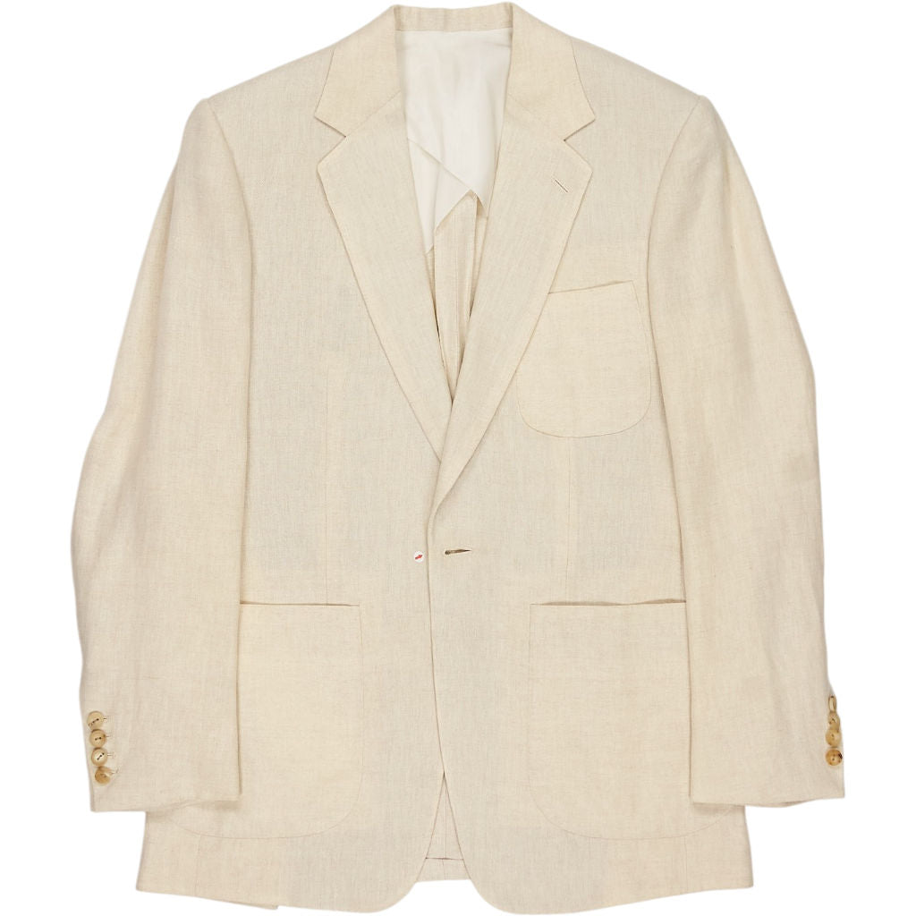 Huntsman Cream Linen Herringbone Jacket
