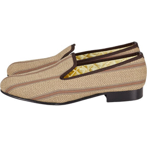 Bowhill & Elliott Brown Stripe Tweed Slippers