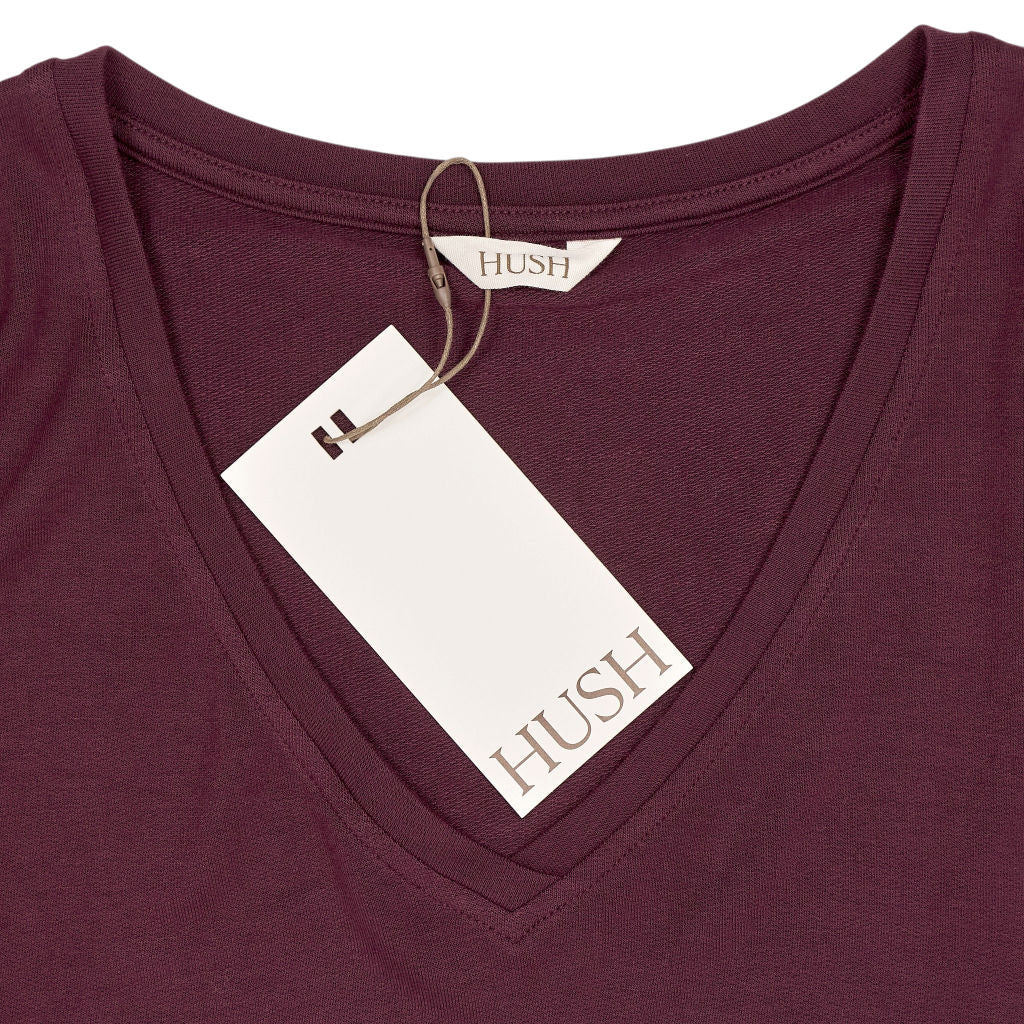 Hush Wine Red Gillian Wide Jersey V Neck Top