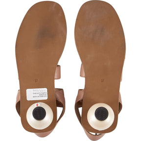 Mother of Pearl Tan Leather Sandals