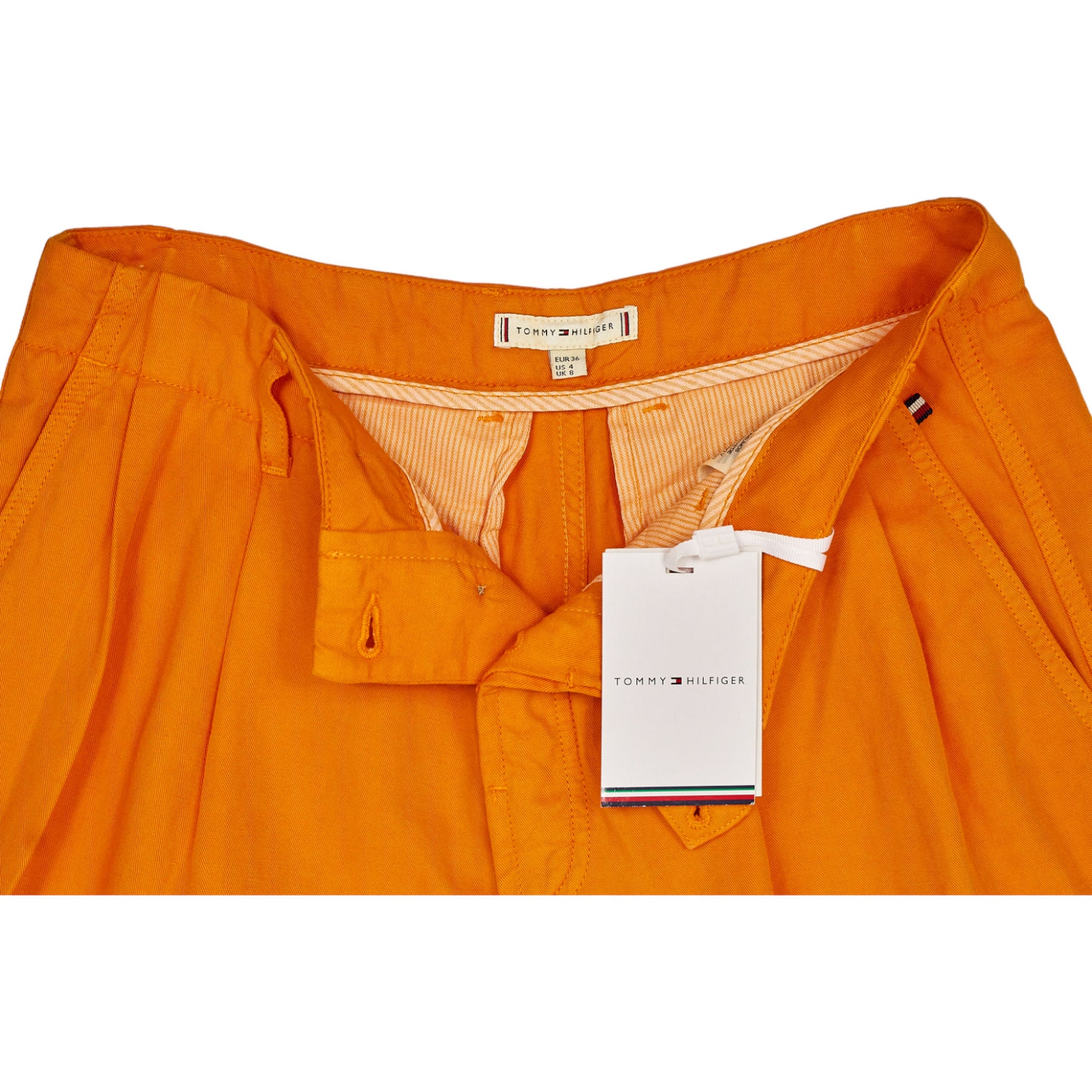 Tommy Hilfiger Orange Cotton Linen Straight Pants