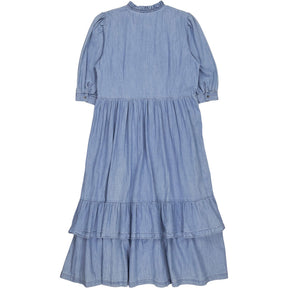 Baukjen Blue Ruffle Midi Dress