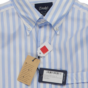 Drake's Blue Stripe Poplin Shirt