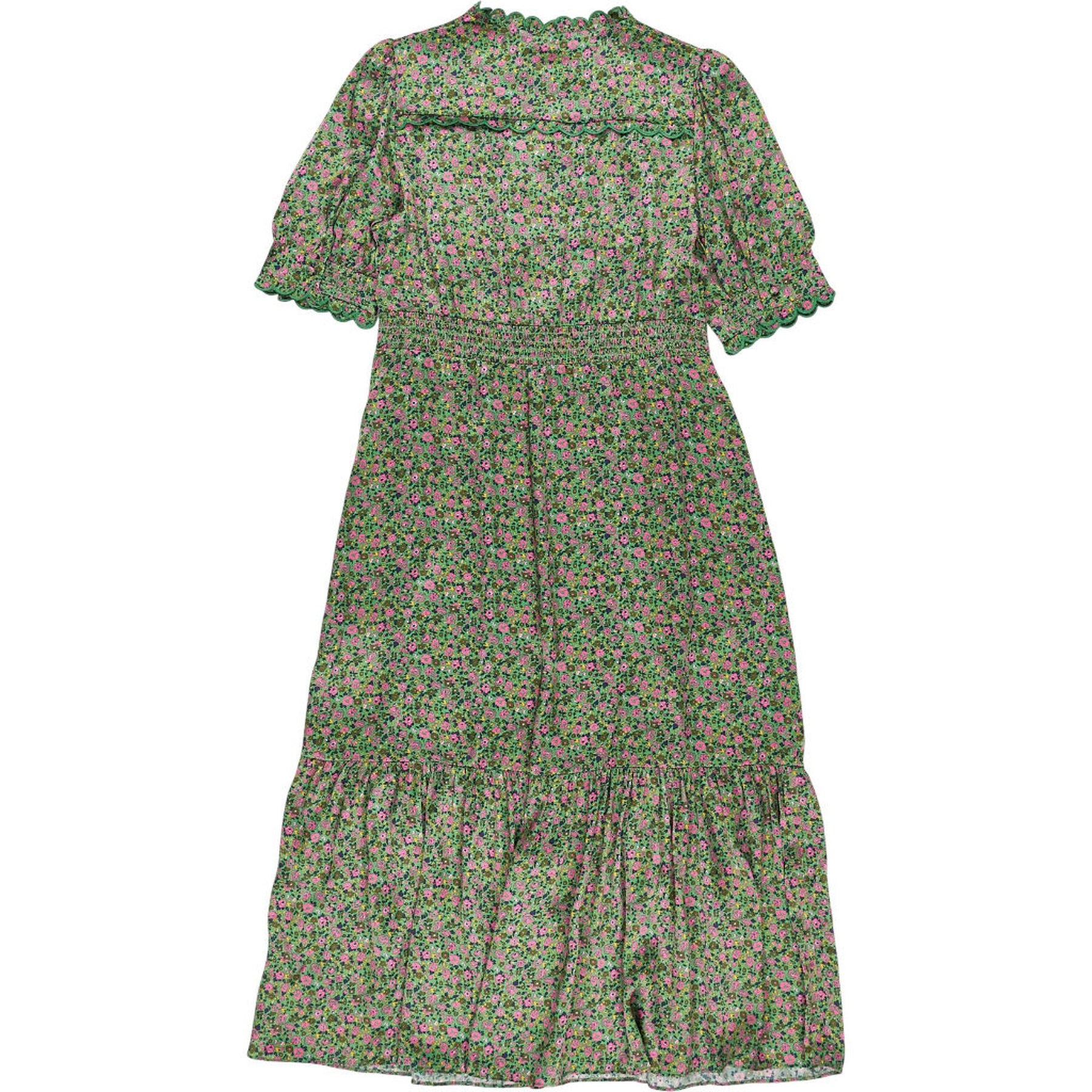 WYSE Jade Green Floral Finley Silk Dress