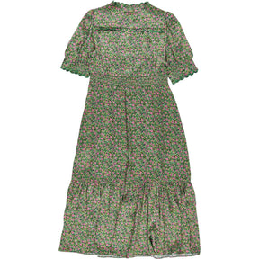 WYSE Jade Green Floral Finley Silk Dress