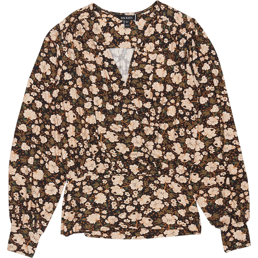 Baukjen Black Woodland Floral Wrap Top