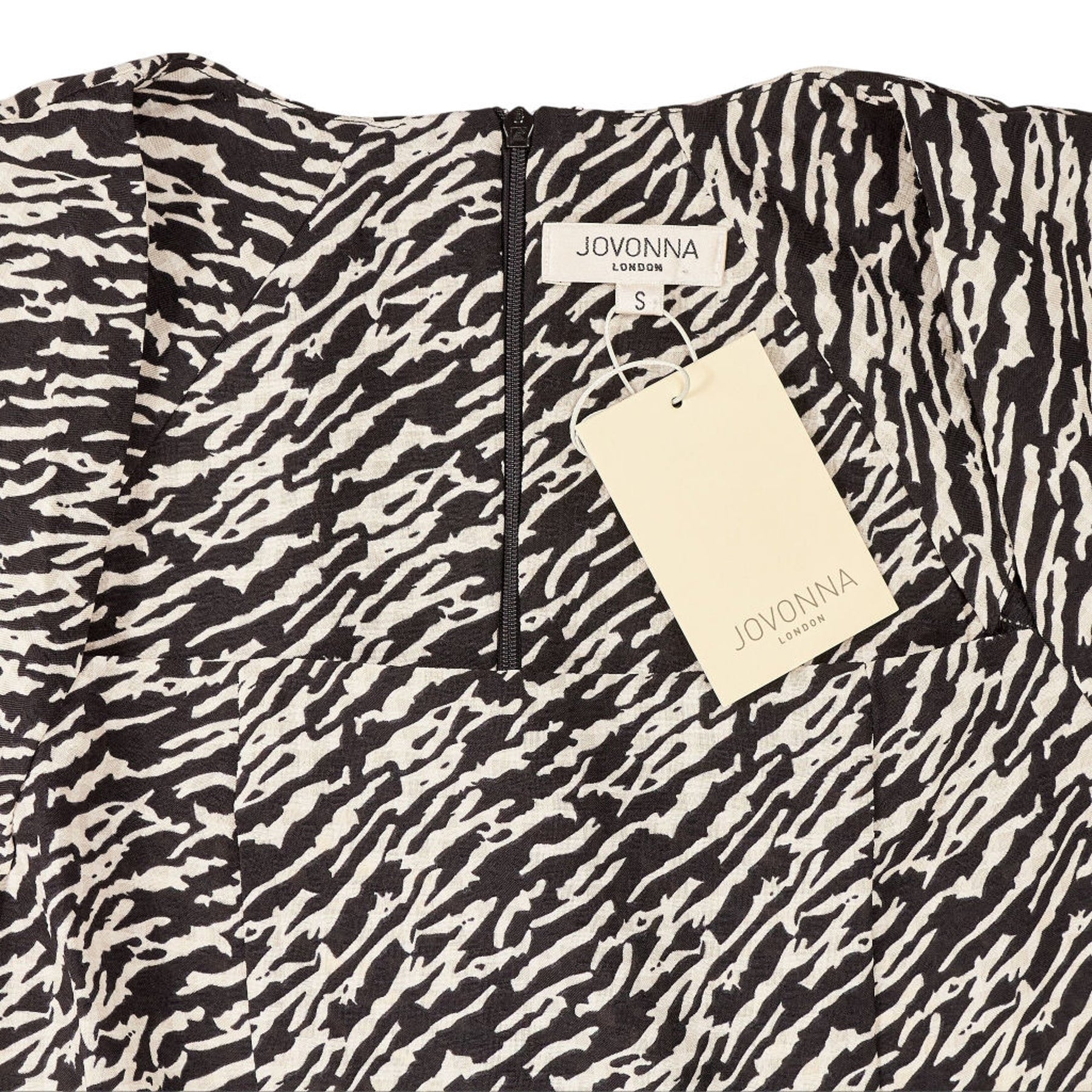 Jovonna Black and White Patterned Dress