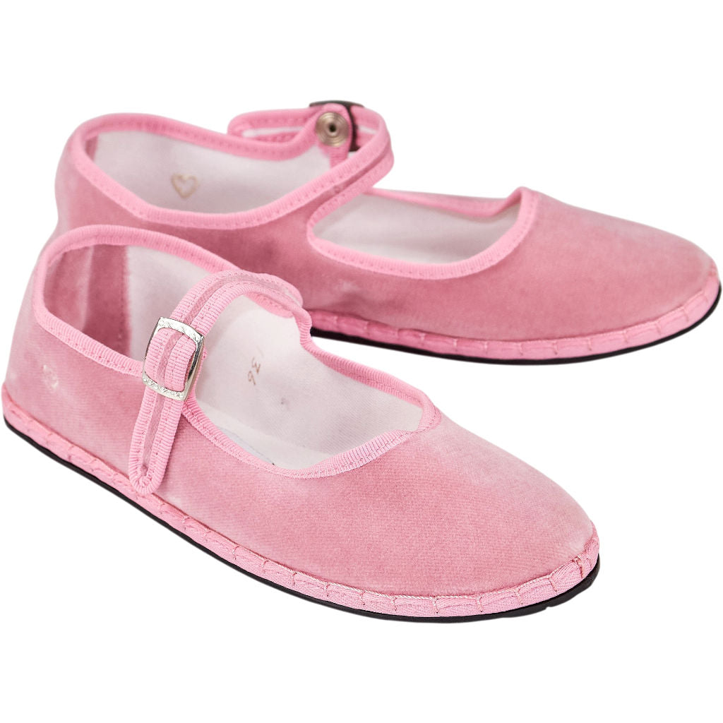 Drogheria Crivellini Pink Velvet Mary Jane Slippers
