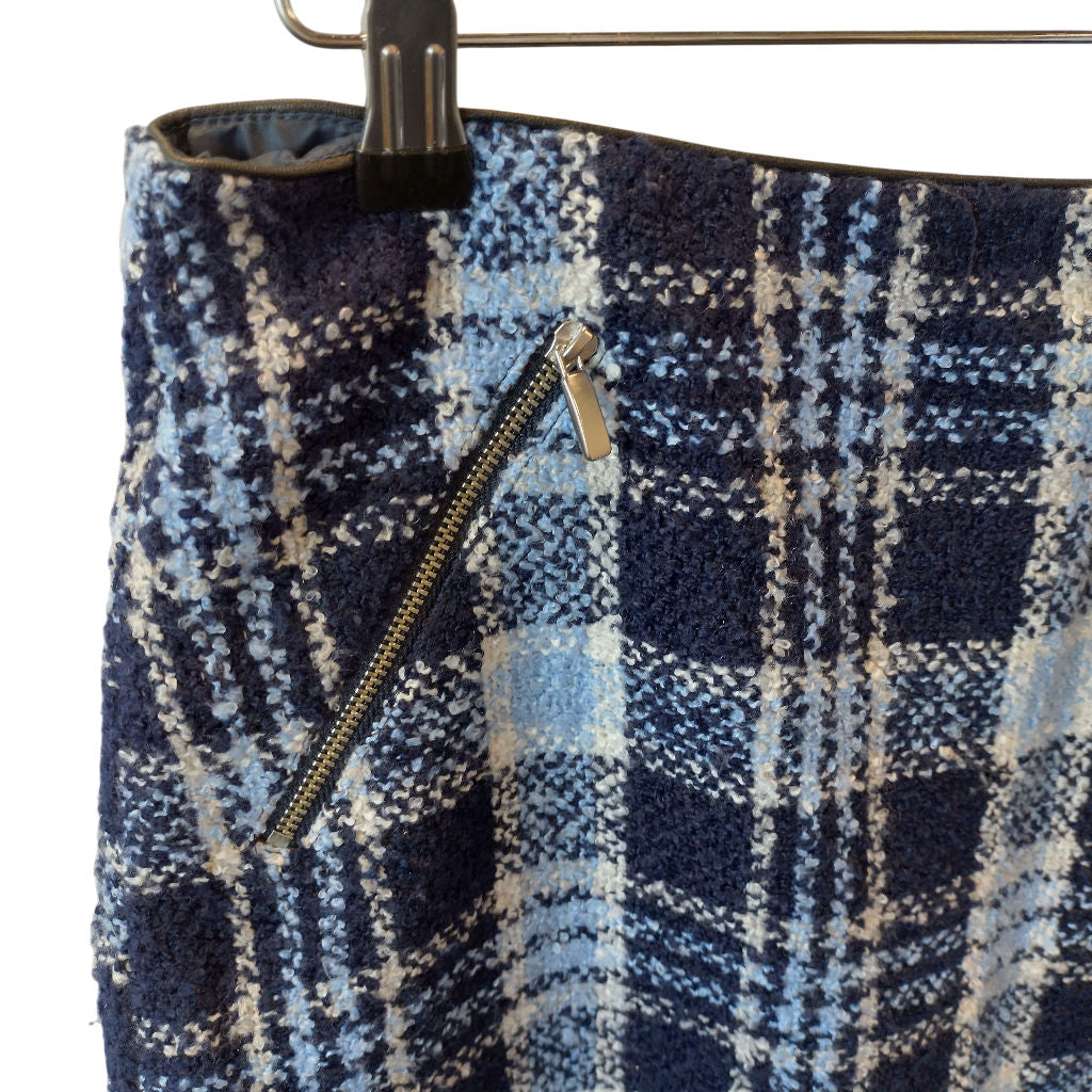 Oasis Blue Tweed Check Skirt