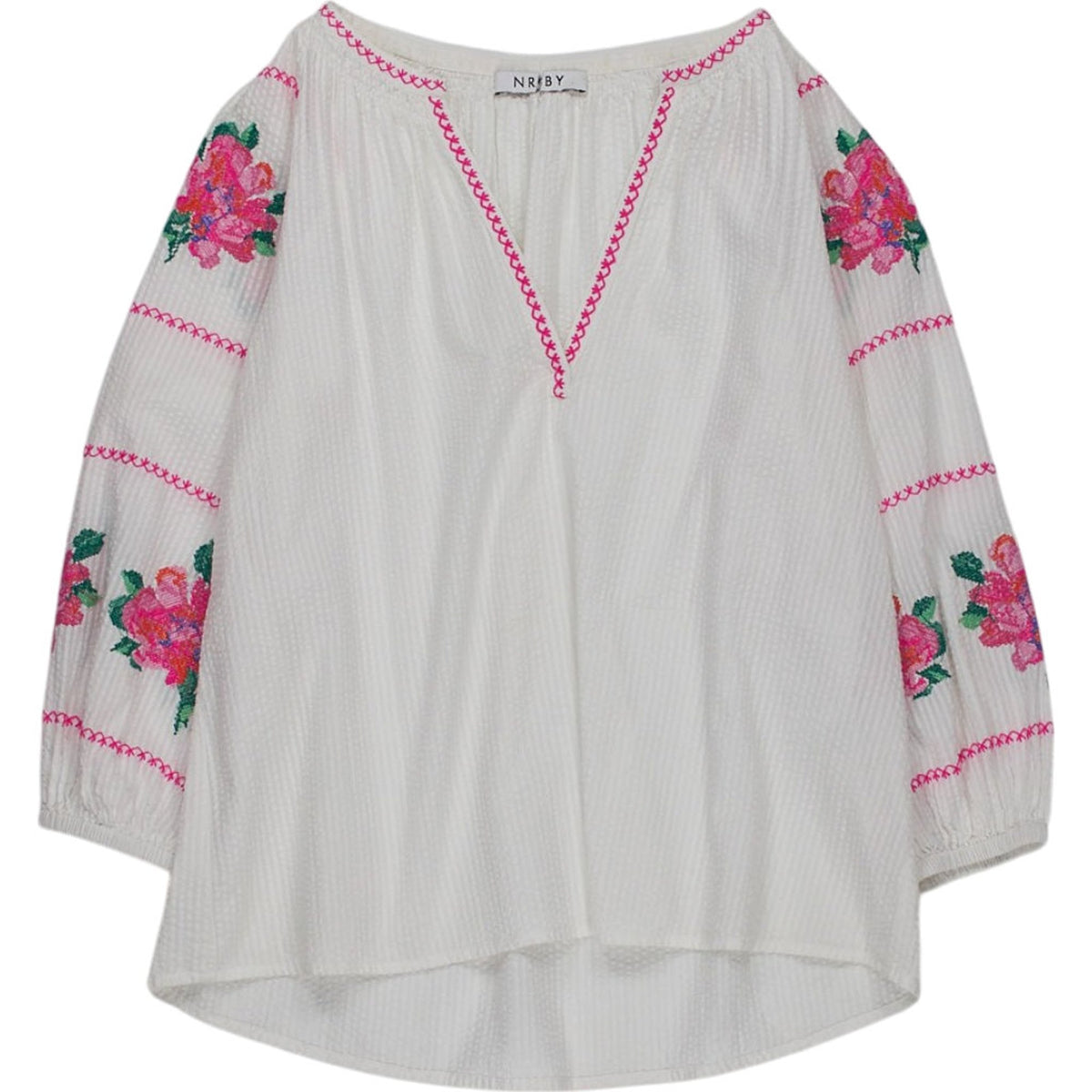 NRBY White Floral Embroidered Blouse