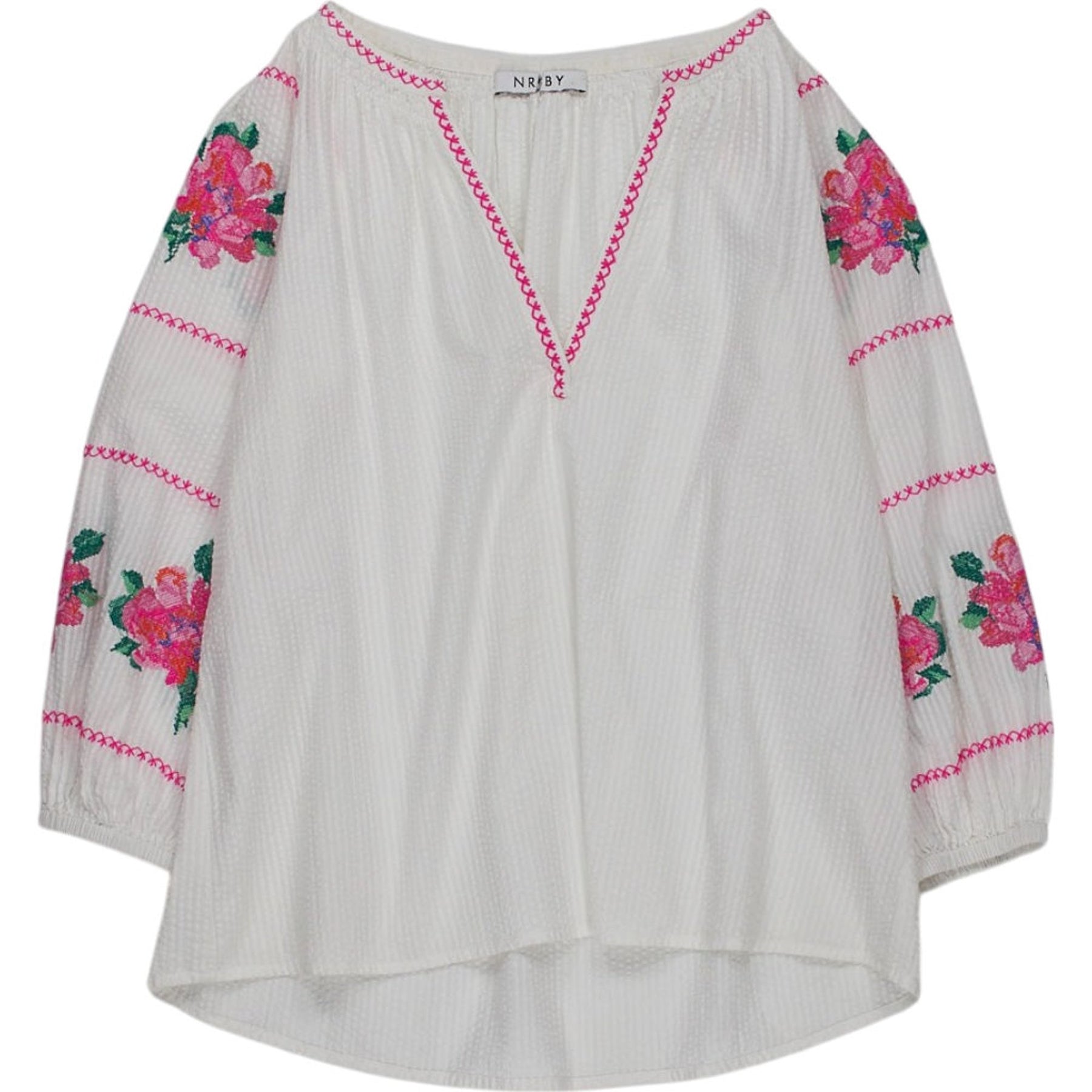 NRBY White Floral Embroidered Blouse