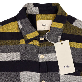 Folk Black Gold Block Check Shirt