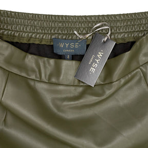 WYSE Dark Olive Melina Faux Leather Skirt
