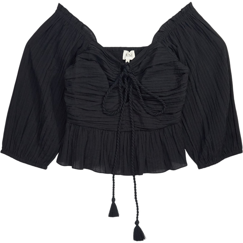 Hush Black Ruched Off-Shoulder Top