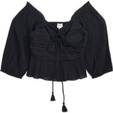 Hush Black Ruched Off-Shoulder Top