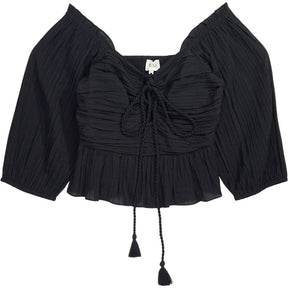 Hush Black Ruched Off-Shoulder Top