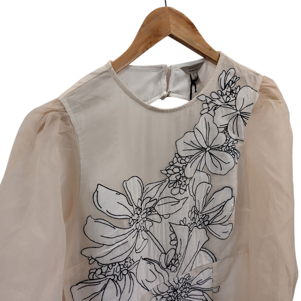 River Island Cream Floral Embroidered Dress