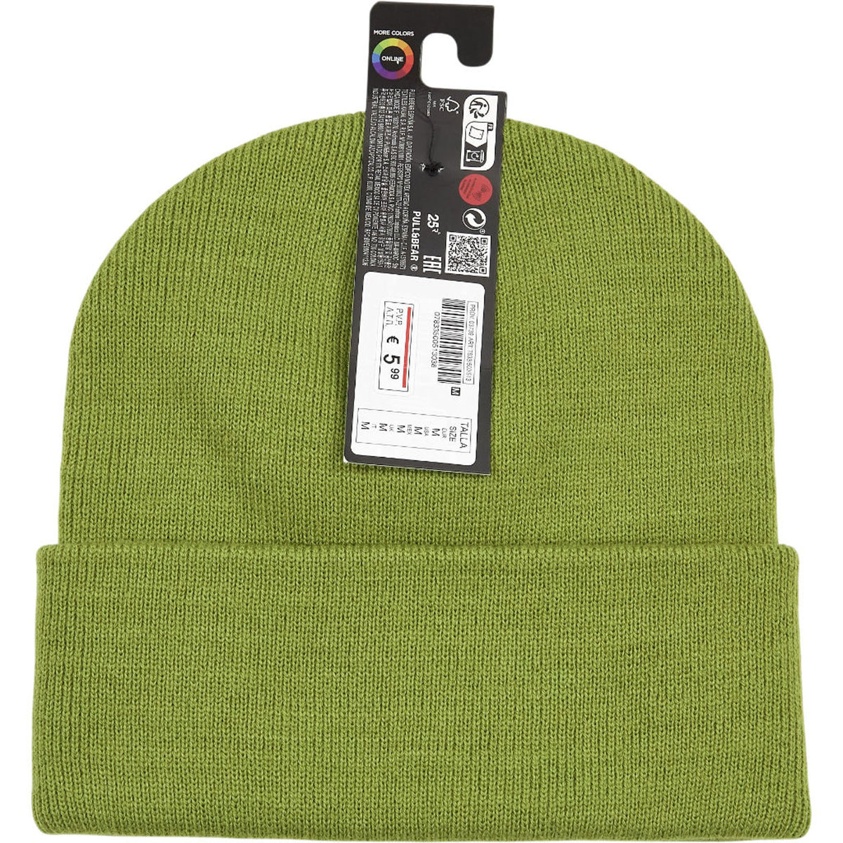 Pull & Bear Green Acrylic Knit Beanie