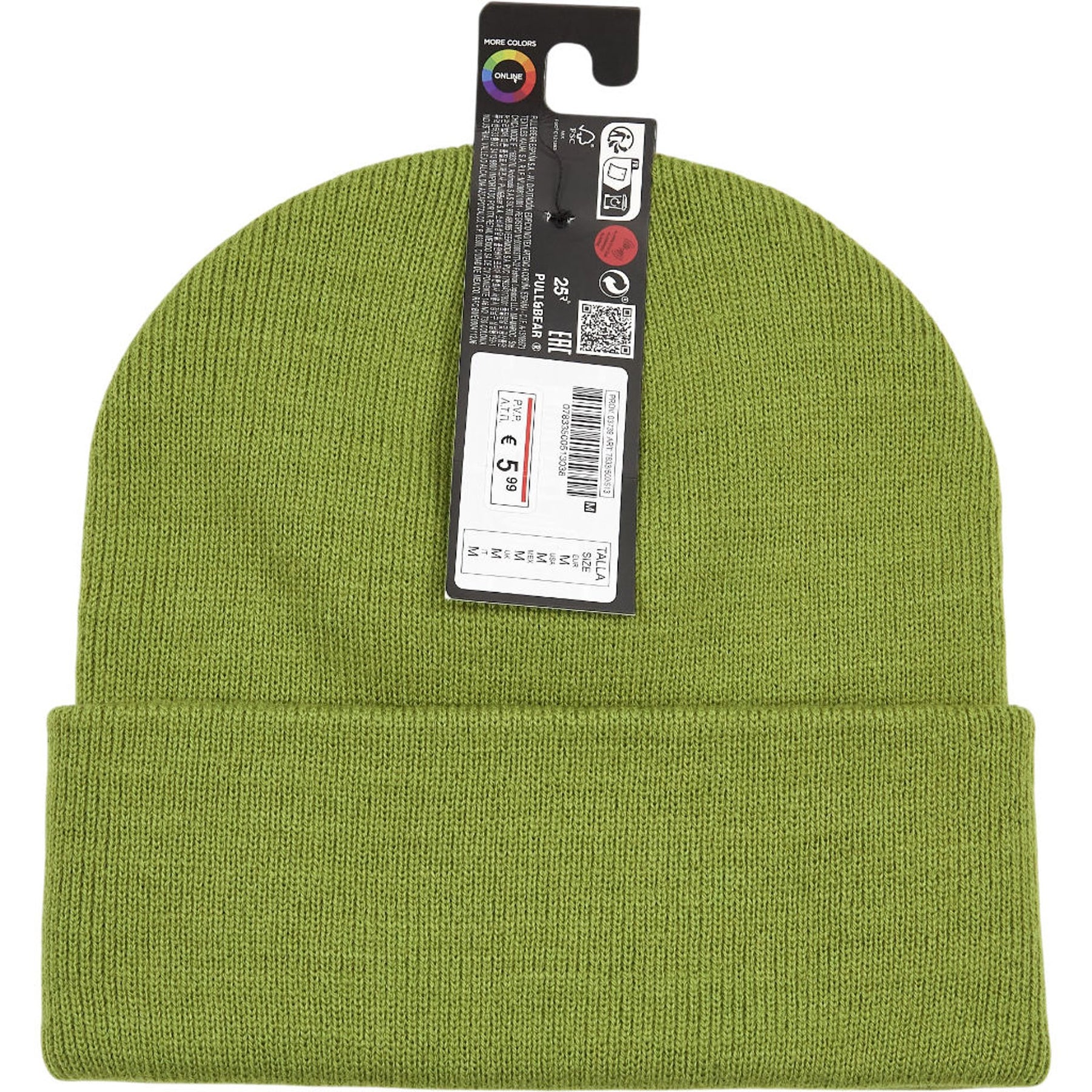 Pull & Bear Green Acrylic Knit Beanie