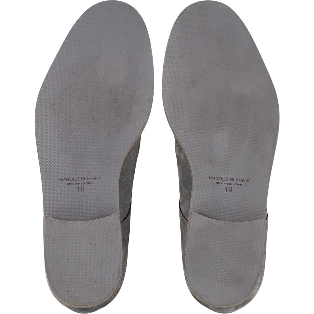 Manolo Blahnik Grey Suede Derby Shoes