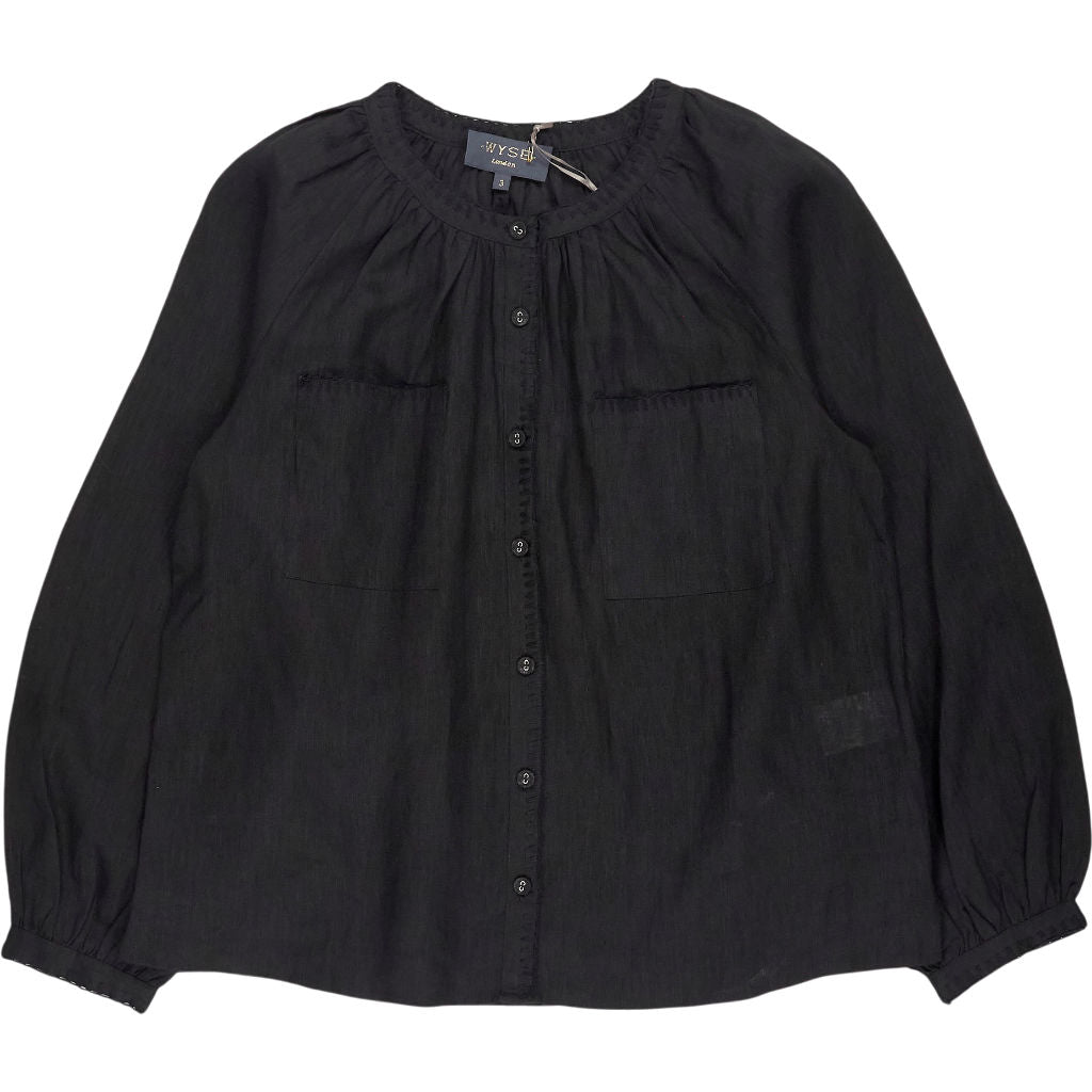Wyse Black Monica Linen Blouse