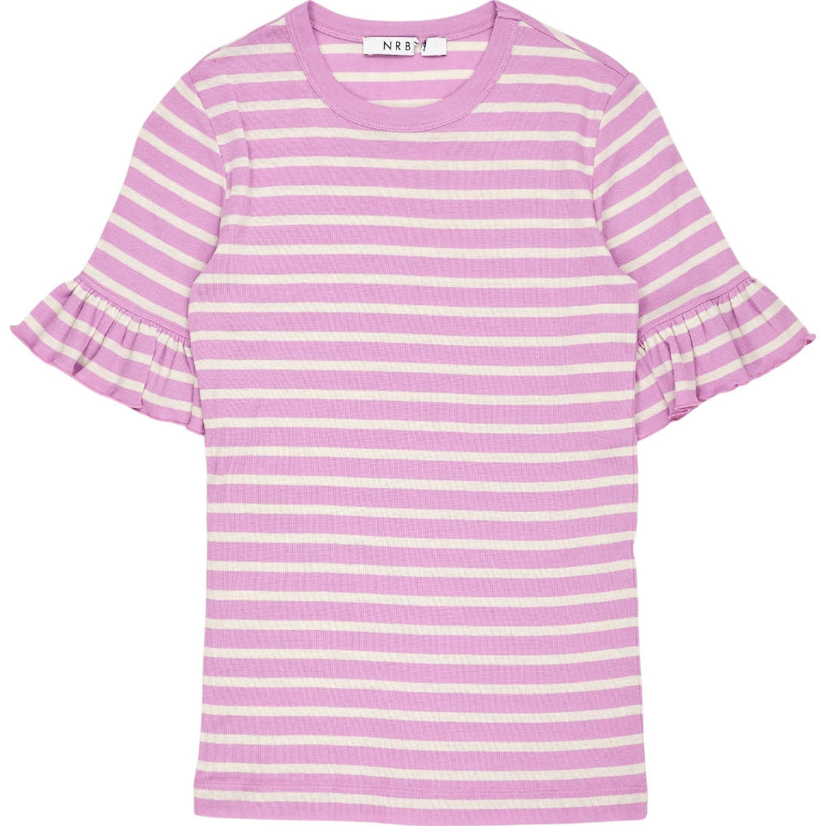 NRBY Bea Pink Striped Ruffle Top