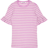NRBY Bea Pink Striped Ruffle Top
