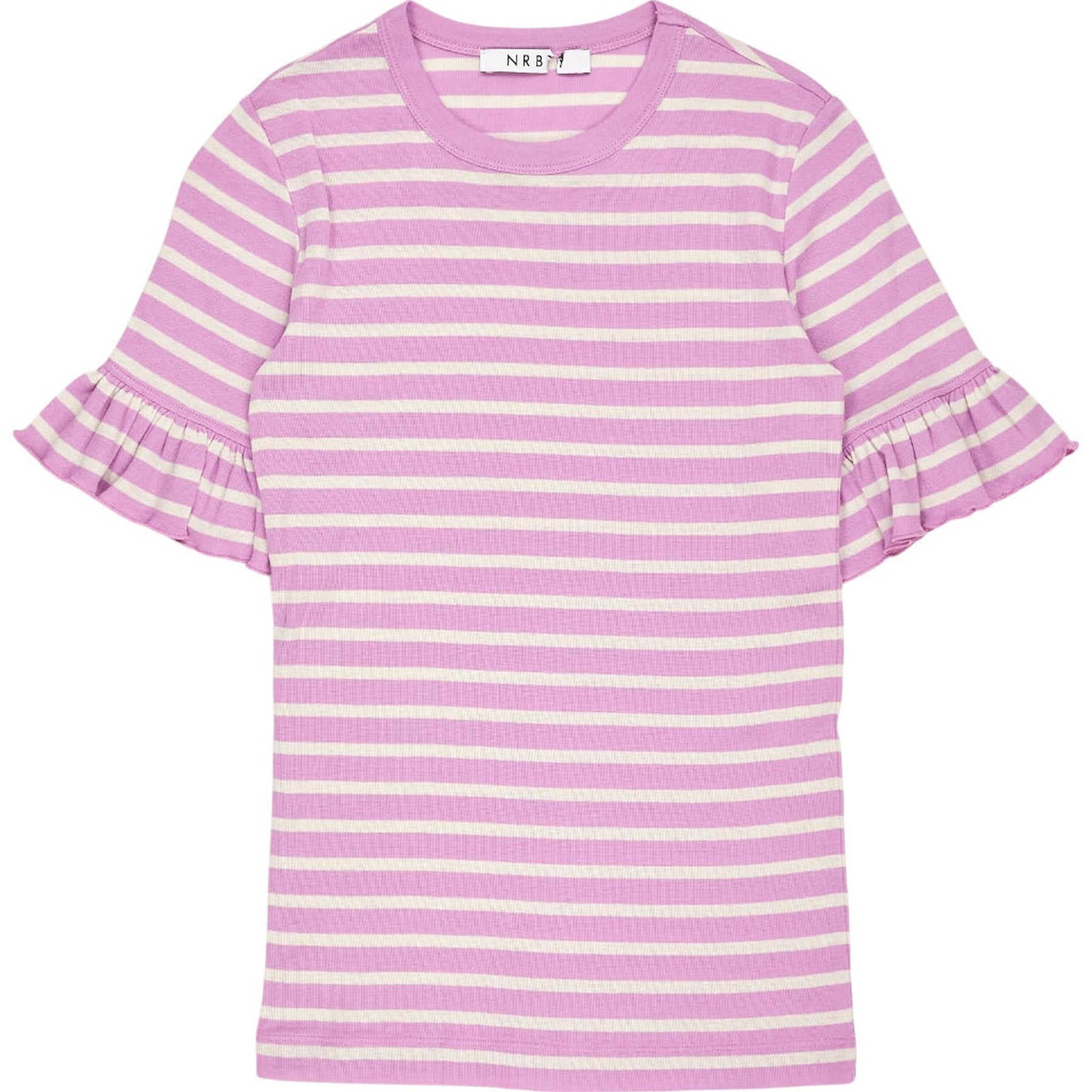 NRBY Bea Pink Striped Ruffle Top