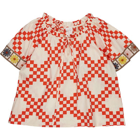 Bonté Poppy Red Clove Top Check Pattern