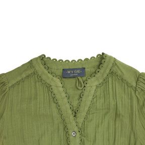 WYSE Green Buttoned Midi Dress