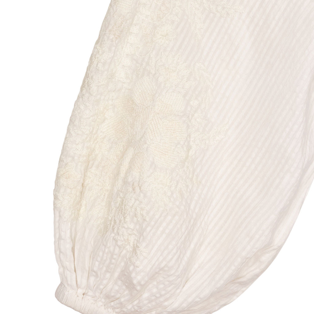 NRBY White Embroidered Sleeve Blouse