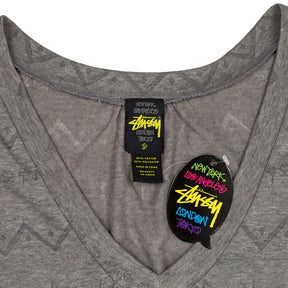 Stussy Grey Knit V-Neck Top