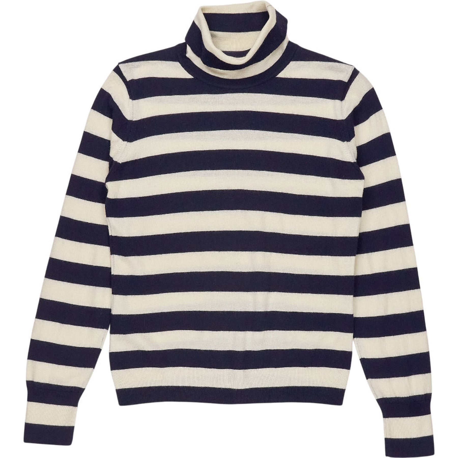 ME+EM Blue Cream Stripe Turtleneck Jumper