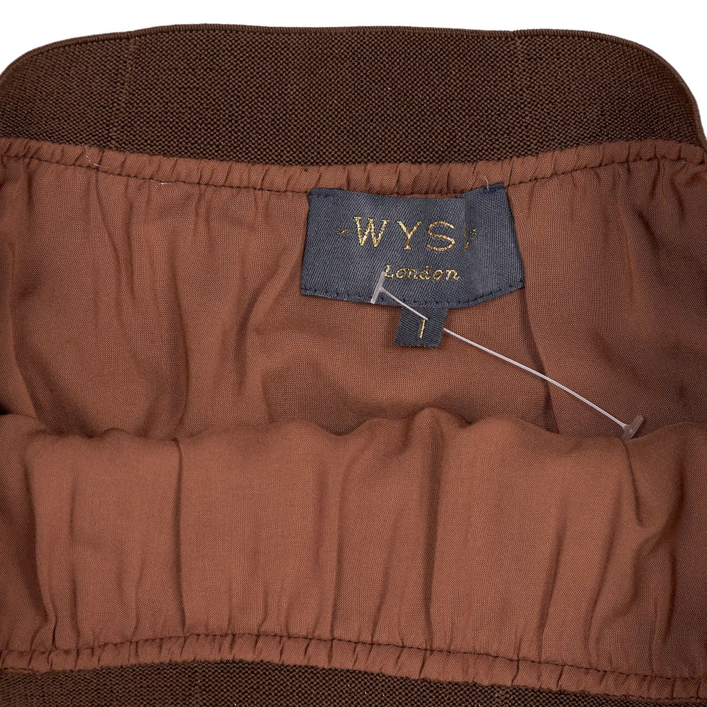 WYSE Brown Pleated Midi Skirt